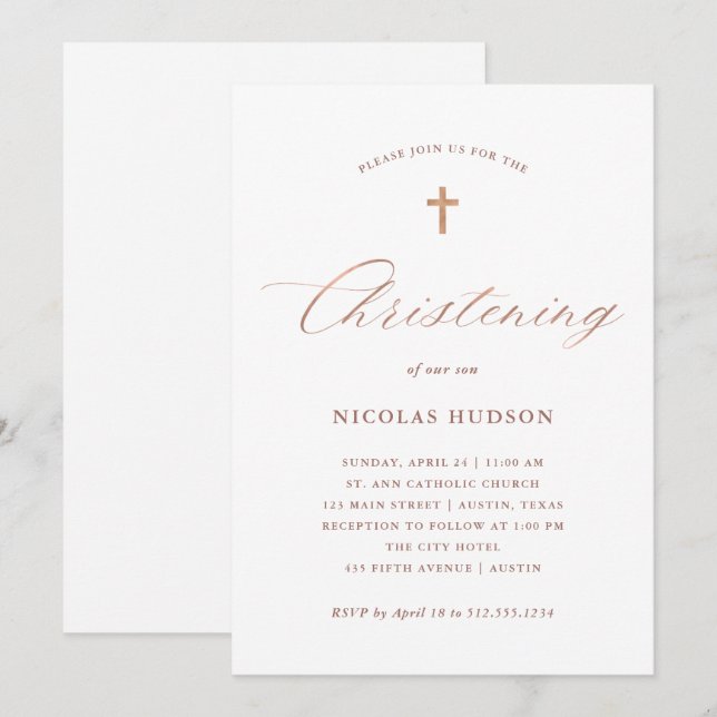 Faux Ro Guld calligrafi och Kor| Omarbetning Inbjudningar (Fram/baksida)