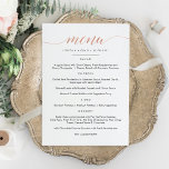 Faux Ro-Guld Calligraphy-meny - flata kort<br><div class="desc">Enkelt klassiskt & Elegant bröllop-menytecken. En elegant med rosegold, svart eller vit färg eller valfritt bakgrundsformat färg. Klicka bara på den anpassade länken, som visas under textanpassning på högerna, och välj anpassningsbarnas bakgrund färg. Med den här mallen för poster av tecken kan du snabbt och enkelt skapa bedövande tillägg till...</div>