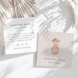 Faux Ro Guld & Cameo ananas Fyrkantigt Visitkort