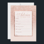 Faux ro guld elegant glitter chic Advice möhippa  Rådkort<br><div class="desc">En modern, söt chic och elegant från ro guld duschmunbre med pastel rosa glitter blockråd om att bruden ska vara färg parbjudande till möhippa med ro guld som bleknar på mönster med rosa och elegant guld ram för en prinsessa Perfekt, möhippa för henne, den moderonista som perfekt kärlek i mönster...</div>