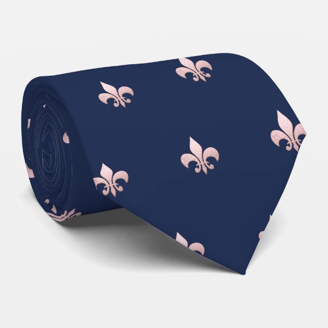 Faux Ro Guld Fleur de Lis DIY Navy Blue Slips (Rullad)