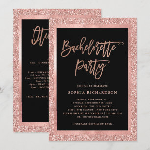 Faux Ro Guld Glitter Bachelorette Party Inbjudningar