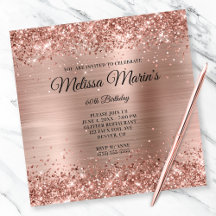 Faux Ro Guld Glitter Foil Monogram 60:e födelsedag