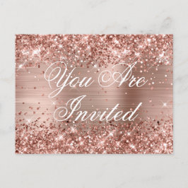 Faux Ro Guld Glitter Foil Sweet sixteen Vykort