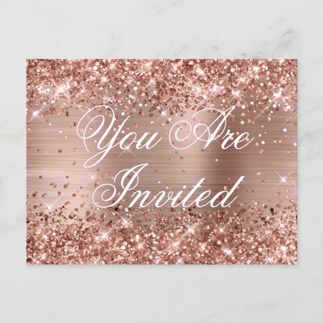 Faux Ro Guld Glitter Foil Sweet sixteen Vykort (Framsida)