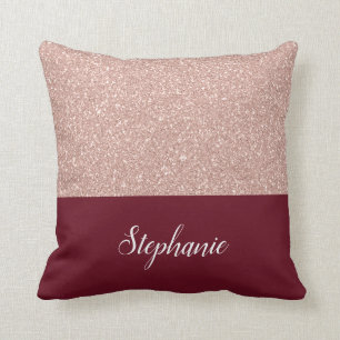 Faux Ro Guld Glitter med Burgundy Kudde