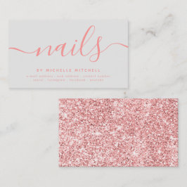 Faux Ro Guld Glitter Nail Technician Grått  Visitkort