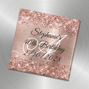 Faux Ro Guld Glitter och Foil 40:e födelsedagen Magnet