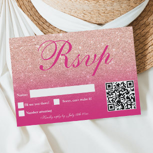 Faux ro guld glitter rosa magenta Sweet 16 OSA Kort