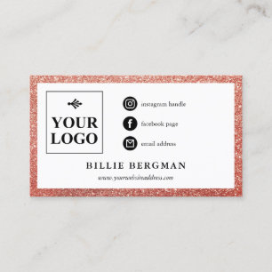 Faux Ro Guld Glitter Social Media Logotyp Visitkort
