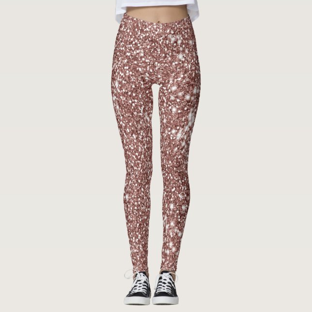 Faux Ro Guld Glitter Struktur Leggings (Framsida)