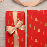 Faux Ro Guld Gräs Träd Mönster jul Röd jul Presentpapper<br><div class="desc">Elegant chic guld metallisk gräs träd slumpmässigt på ett vanligt rött (utbytbart) underlag skapar ett enkelt glam-julklappsemballage som är pappert.</div>