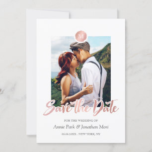 Faux Ro Guld & Grått Monogram Spara datum Spara Datumet