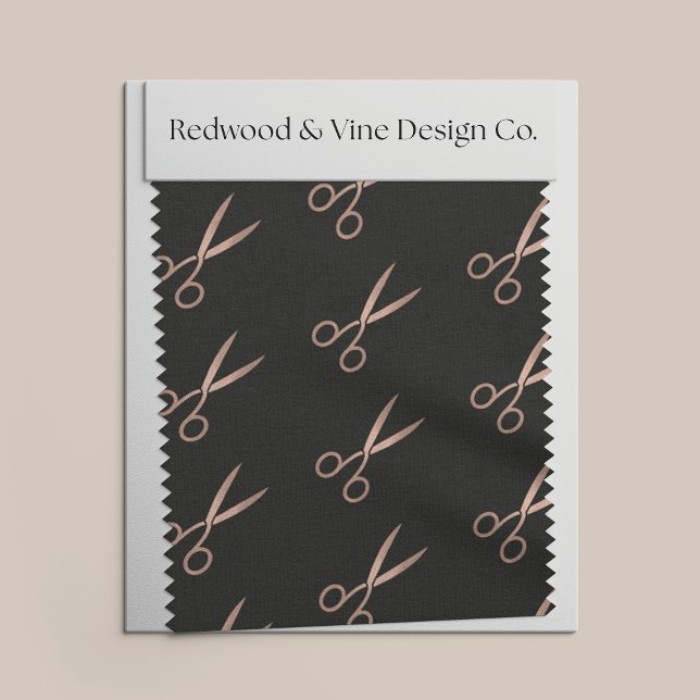 Faux Ro Guld Hair Salon Scissors Mönster Tyg (Skapare uppladdad)