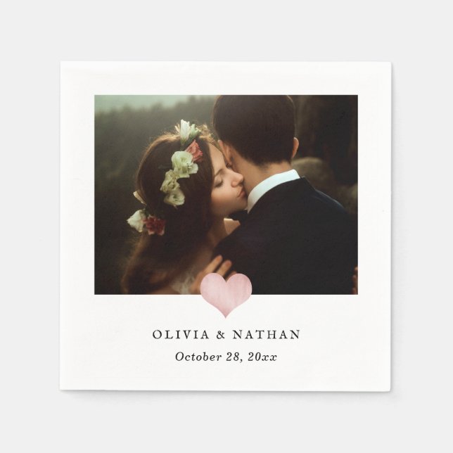 Faux Ro Guld Heart | Chic Photo Bröllop Pappersservett (Framsidan)