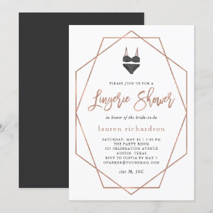 Faux Ro Guld Lingerie Shower Inbjudningar