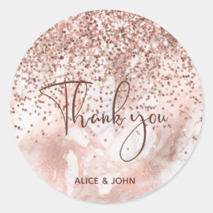 Faux Ro Guld Marble Girly Glitter Runt Klistermärke