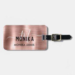 Faux Ro Guld Metall Steel Styled Monogram Anpassni Bagagebricka