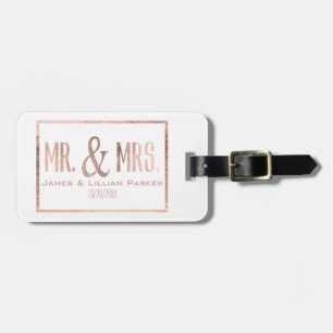 Faux Ro Guld Mr. och Monogram Bröllop Bagagebricka