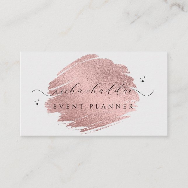 Faux Ro Guld på Soft Grått Chic-penseldrag Visitkort (Framsida)