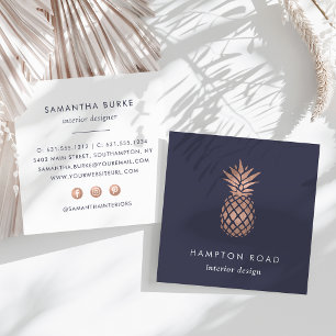 Faux Ro Guld Pineapple Fyrkantigt Visitkort