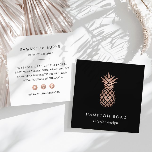 Faux Ro Guld Pineapple Fyrkantigt Visitkort (Skapare uppladdad)