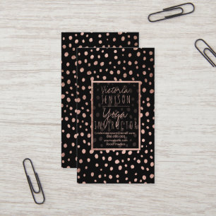 Faux ro guld polka dots svart yoga visitkort