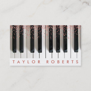 Faux ro guld rosa dots pianist musik visitkort