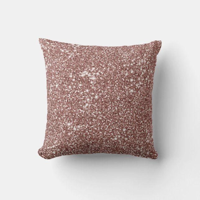 Faux Ro Guld Rosa Glitter Struktur Kudde (Framsida)