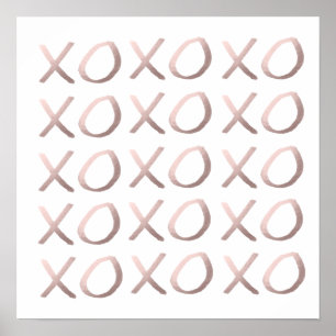 faux ro guld typography hugs och kisses xoxo poster