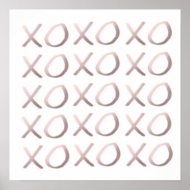 faux ro guld typography hugs och kisses xoxo poster (Framsidan)