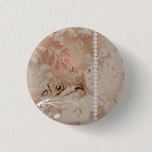 Faux Ro Guld White Pearls Blommigt Swirl Button Knapp