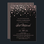 Faux Ro guldfeti konfetti svart Bat mitzvah Inbjudningar<br><div class="desc">Inbjudan familj och vänner till din dotter Bat mitzvah med denna moderna och elegant inbjudan. Den har faux ro guld konetti-punkter och rand mönster på svart bakgrund. Anpassa genom att lägga till information om namn,  datum,  tid,  plats och andra händelser. Matchande objekt är tillgängliga.</div>