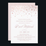Faux Ro Gulffettkonfetti Dots B'not Mitzvah Inbjudningar<br><div class="desc">Inbjudan familj och vänner med anpassadet B'not Mitzvah-inbjudan. Den har faux rosa ros guld konetti-punkter och vismisk kalligrafi. Anpassa genom att lägga till din händelseinformation. Ro guld B'not Mitzvah finns inte i andra färg och andra kardbestånd.</div>