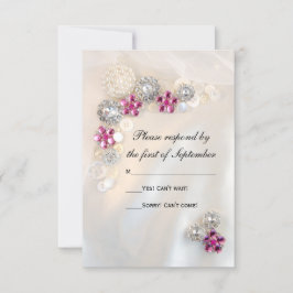 Faux Rosa Diamond och Pearl Buttons Bröllop OSA Kort