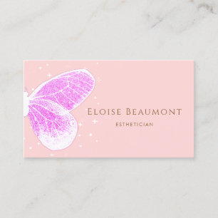 Faux Rosa Glitter Butterfly Affärskort Visitkort