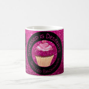 Faux Rosa Glitter Cuptårta Citat Coffee Kopp Mugg