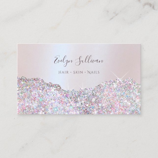 Faux rosa glitter foil affärskort visitkort (Framsida)