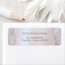 Faux Rosa Glitter Foil Return-adressetikett