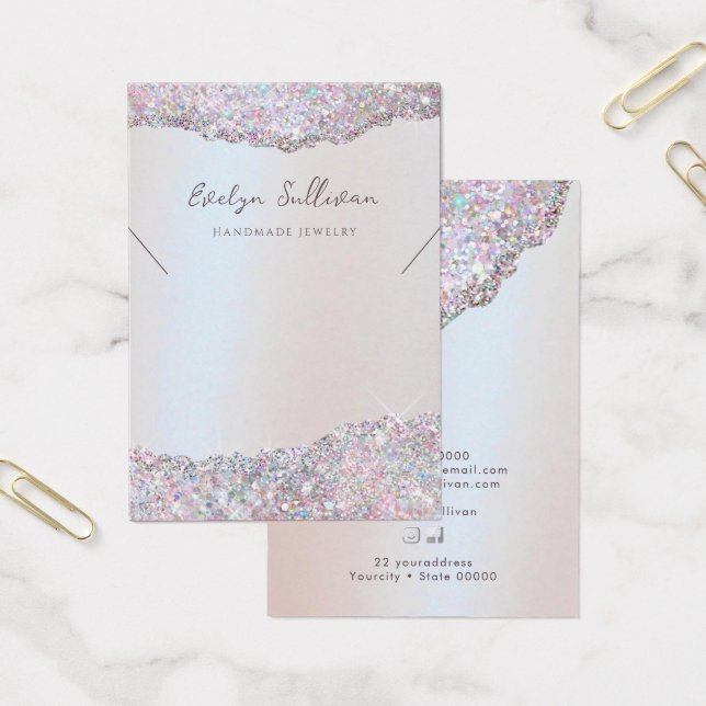 Faux rosa glitter foliesaftkort visning visitkort (Kontor)