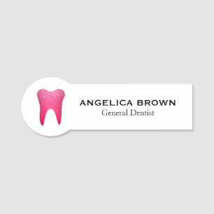 Faux Rosa Glitter General Dentist Namn bricka Namnbricka