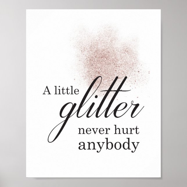 Faux Rosa Glitter Modern Girly Typography-citat Poster (Framsidan)