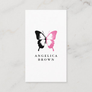 Faux Rosa Glitter och Black Butterfly Visitkort