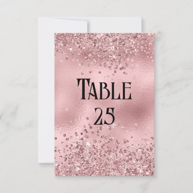 Faux Rosa Glitter och Foil Bröllop Bordsnummer (Framsida)