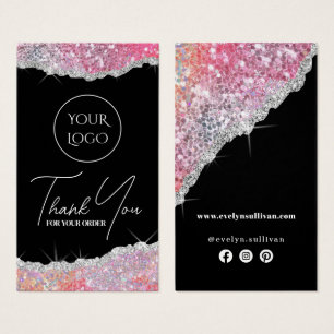 Faux rosa glitter paket visitkort