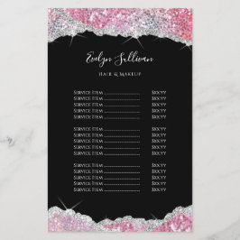Faux rosa glitter pris list fluor flygblad