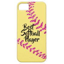 Faux Rosa Glitter Softball Stitches