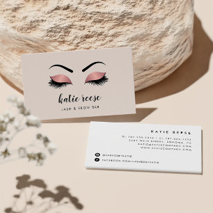 Faux Rosa Guld Lash & Brows Beauty Visitkort
