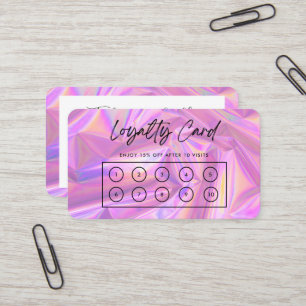 Faux-Rosa Holografisk Anpassningsbar Loyalty Card Visitkort