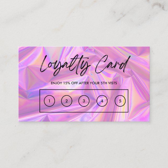 Faux-Rosa Holografisk Anpassningsbar Loyalty Card Visitkort (Framsida)